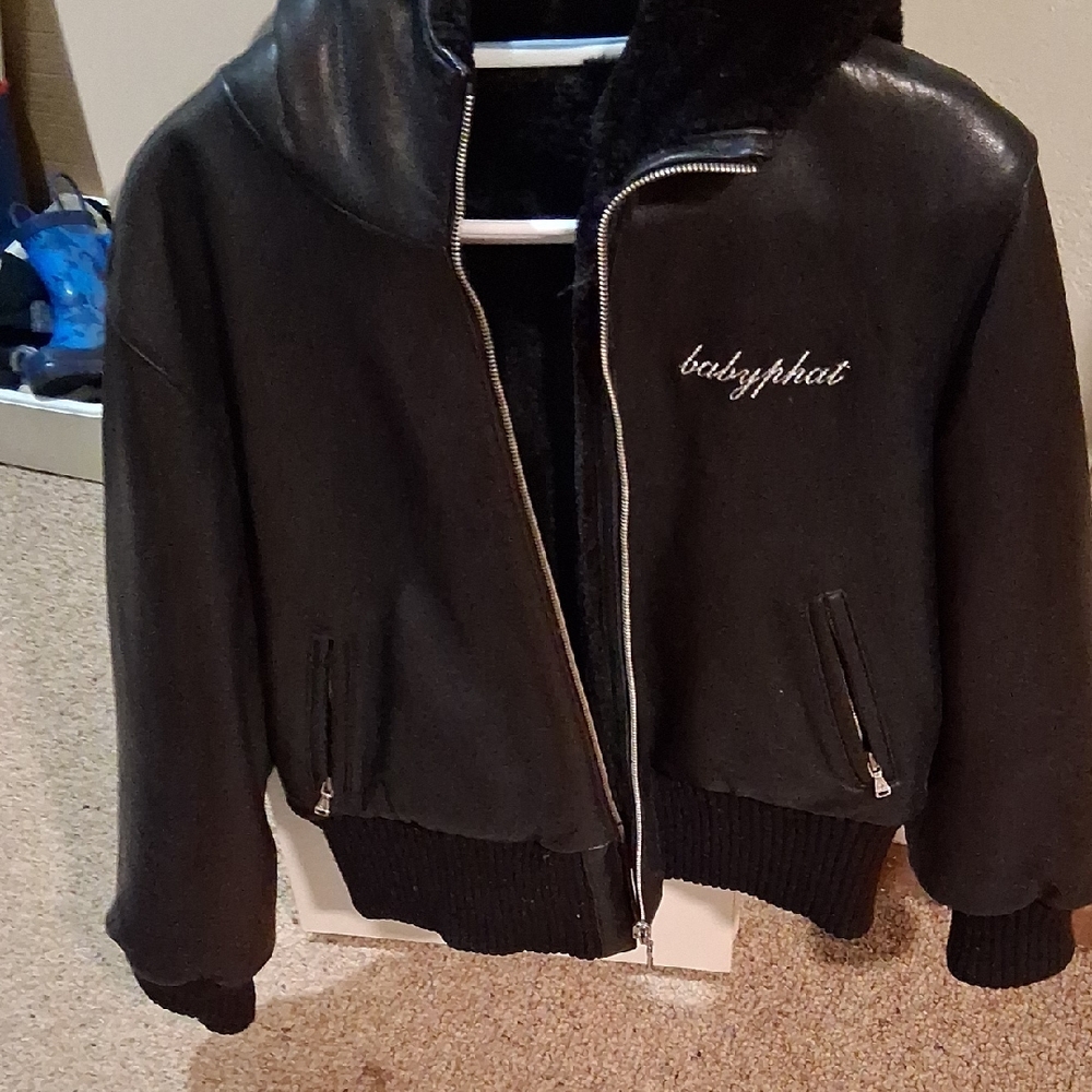 Baby Phat Black Puffer Jacket with Ribbed Cuffs
